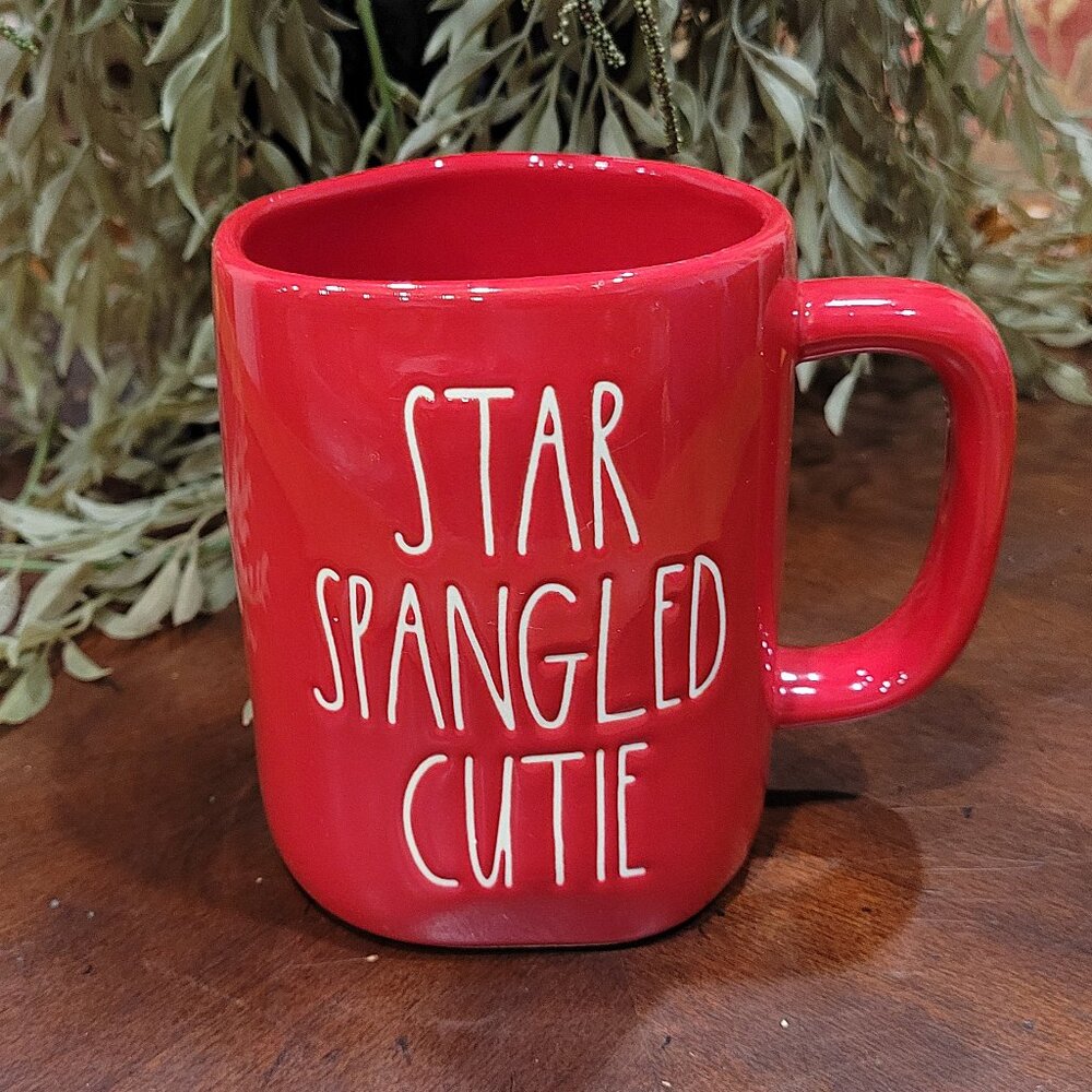 New Rae Dunn STAR SPANGLED CUTIE Red Coffee Mug 16 Oz